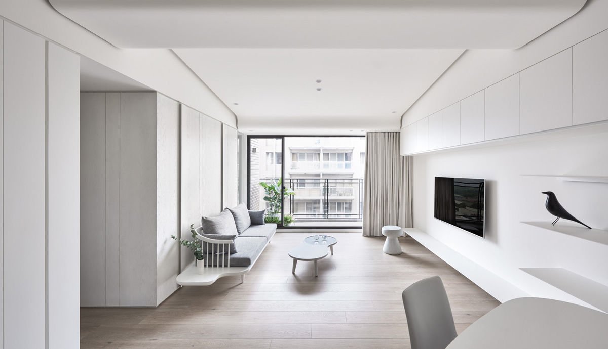 Phòng khách tối giản sử dụng 2 màu đen, trắng mang lại cảm giác sang trọng và hiện đại